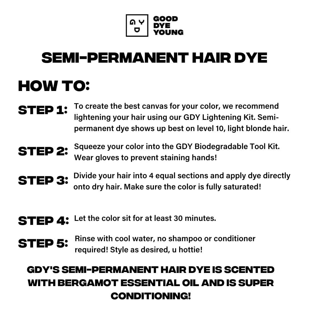 Good Dye Young Semi-Perm Dye (PPL Eater) with Hair Lightening Kit (4oz)