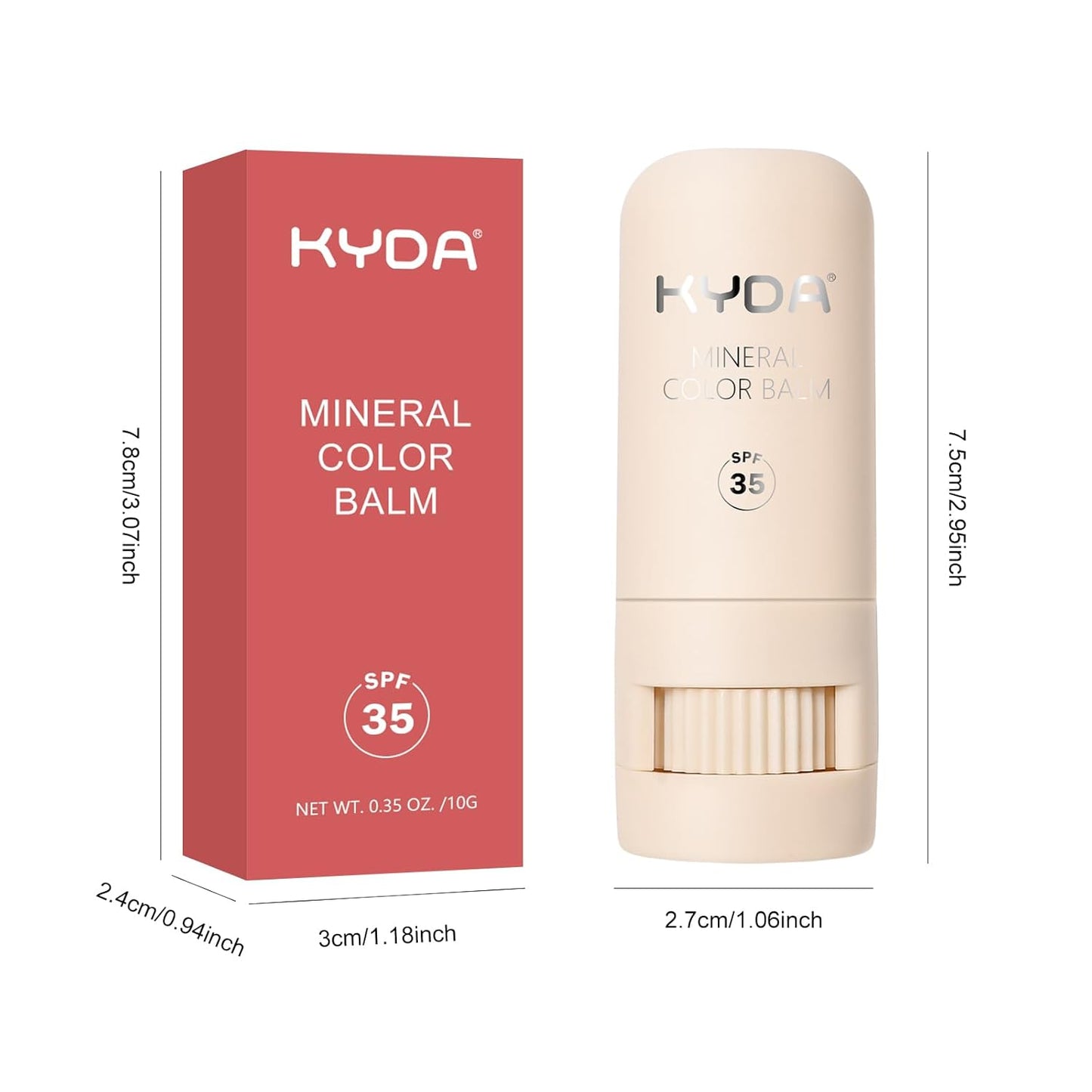 Mineral Color Balm - SPF 35 Shimmer Cream for Lips & Cheeks | Buildable, Lightweight, Multiuse - Pink, Lovely, Shy
