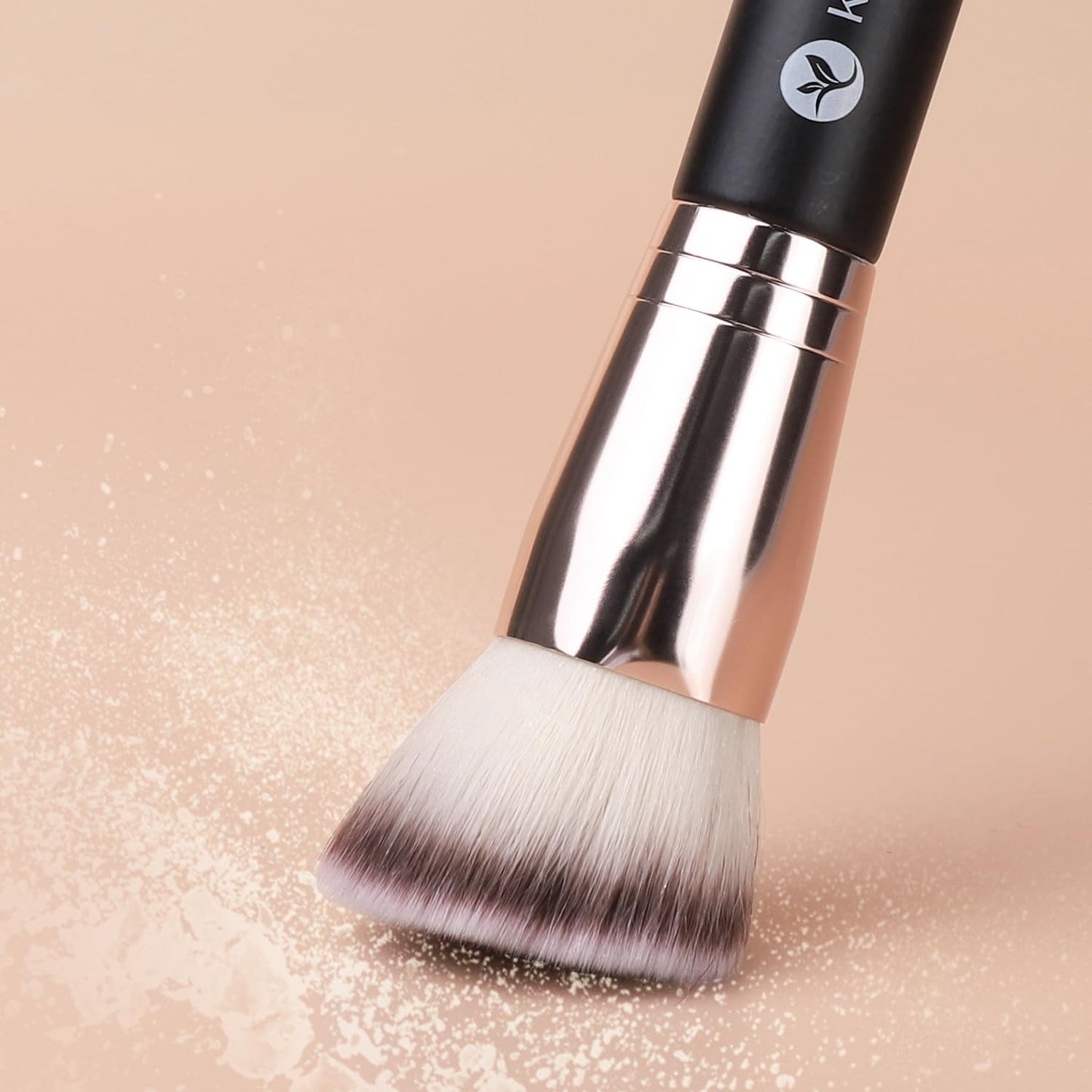 KINGMAS Foundation Makeup Brush, Premium Kabuki Brush, Double-Ended Contour Brush (Flat/Angled Round Top) for Blending Liquid Powder Concealer Cream Blush Makeup Brush