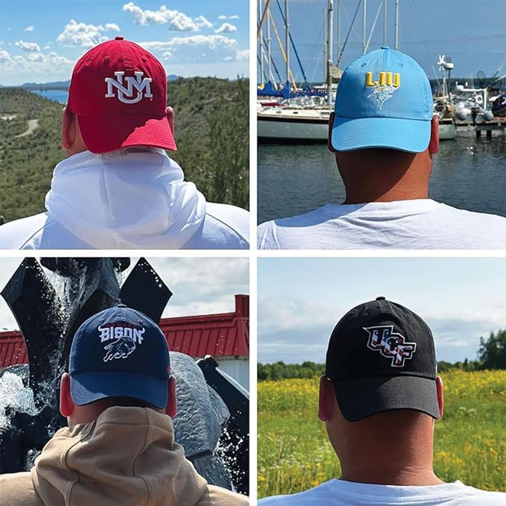 Desert Cactus University of Connecticut UConn Baseball Hat Huskies Brimmed Embroirderd Hats Cap Adjustable Cloth Strap Adult (Style D1) Blue