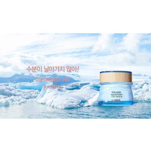THESAEM Iceland Aqua Gel Cream 2.02 fl.oz. - Face Moisturizer with Marine Energy to Soothe & Calm Sensitive Skin - Moisturizing & Plumping Gel Face Cream with Iceland Mineral Water for Oily