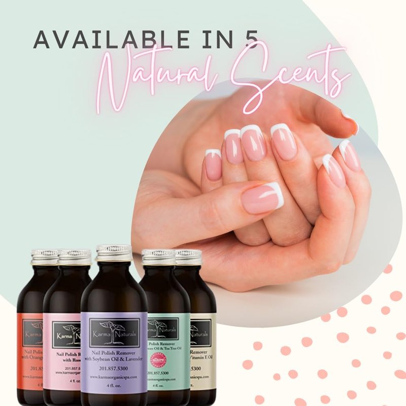 Karma Organic Nail Polish Remover Bundle - Includes Natural Lavender, Rose Oil, and Unscented Nail Polish Remover (4FL-Oz) (Multipack)