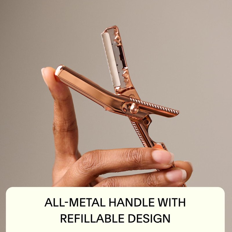 Leaf Shave | Leaf Dermaplaner, All-Metal Reusable Dermaplane Razor and Exfoliating Tool for Women, Includes Precision Clip and Two Refills - Black