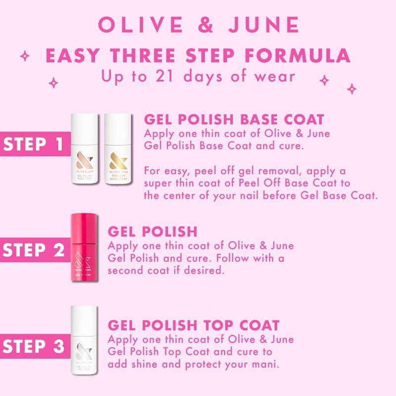 Olive & June Gel Polish Top Coat - Long Lasting, Damage-Free Nail Finish | Vegan & Cruelty-Free