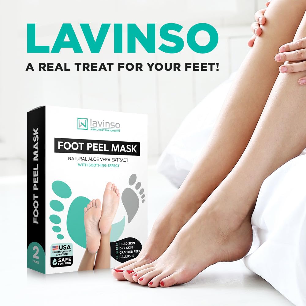 Lavinso Foot Peel Mask | Tea Tree Soak Care Kit for Dry, Cracked Feet - Removes Dead Skin & Calluses (1 lb)