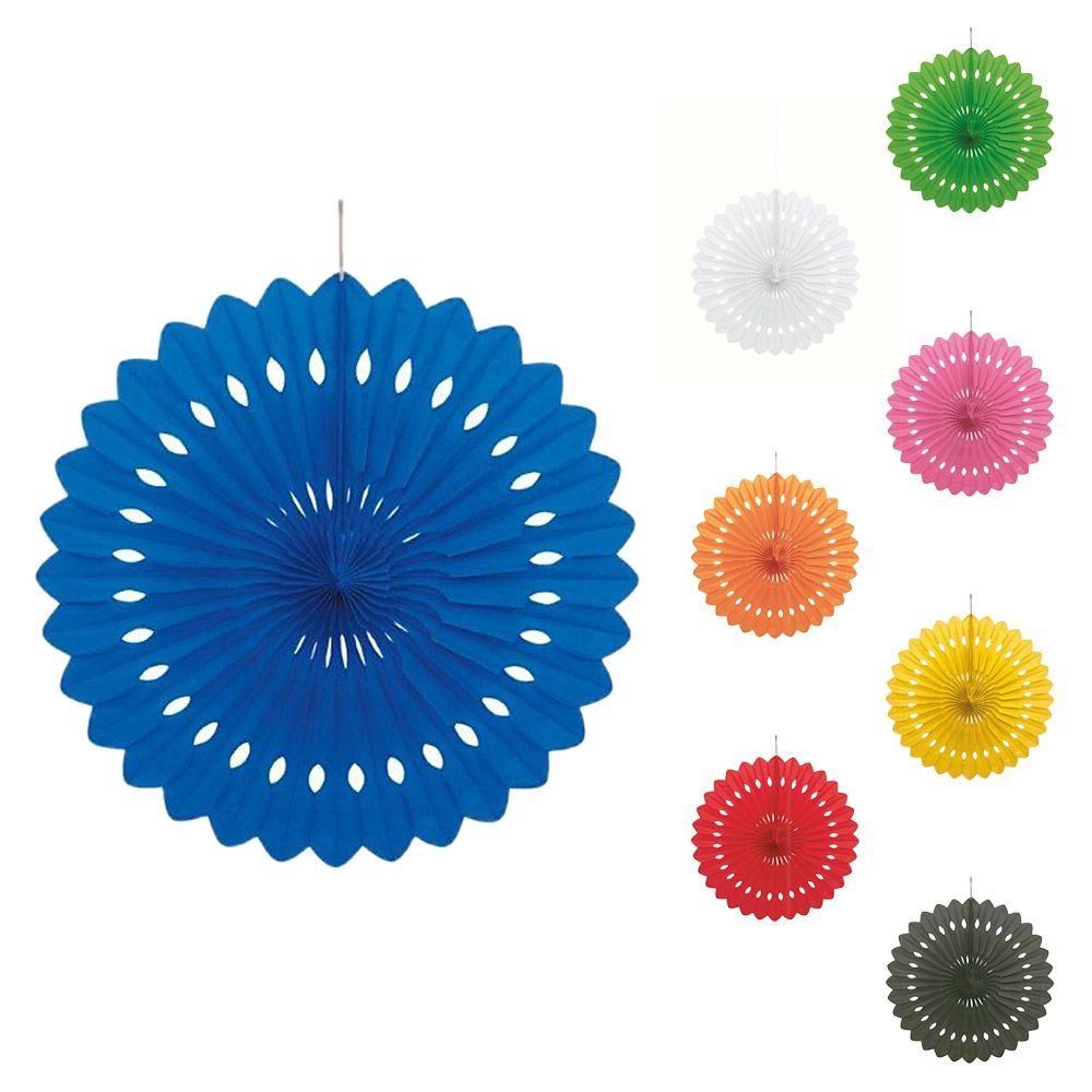 Hot Pink Solid Premium Tissue Paper Fan - 16" (1 Count) - Versatile Decoration, Perfect For Parties & Events