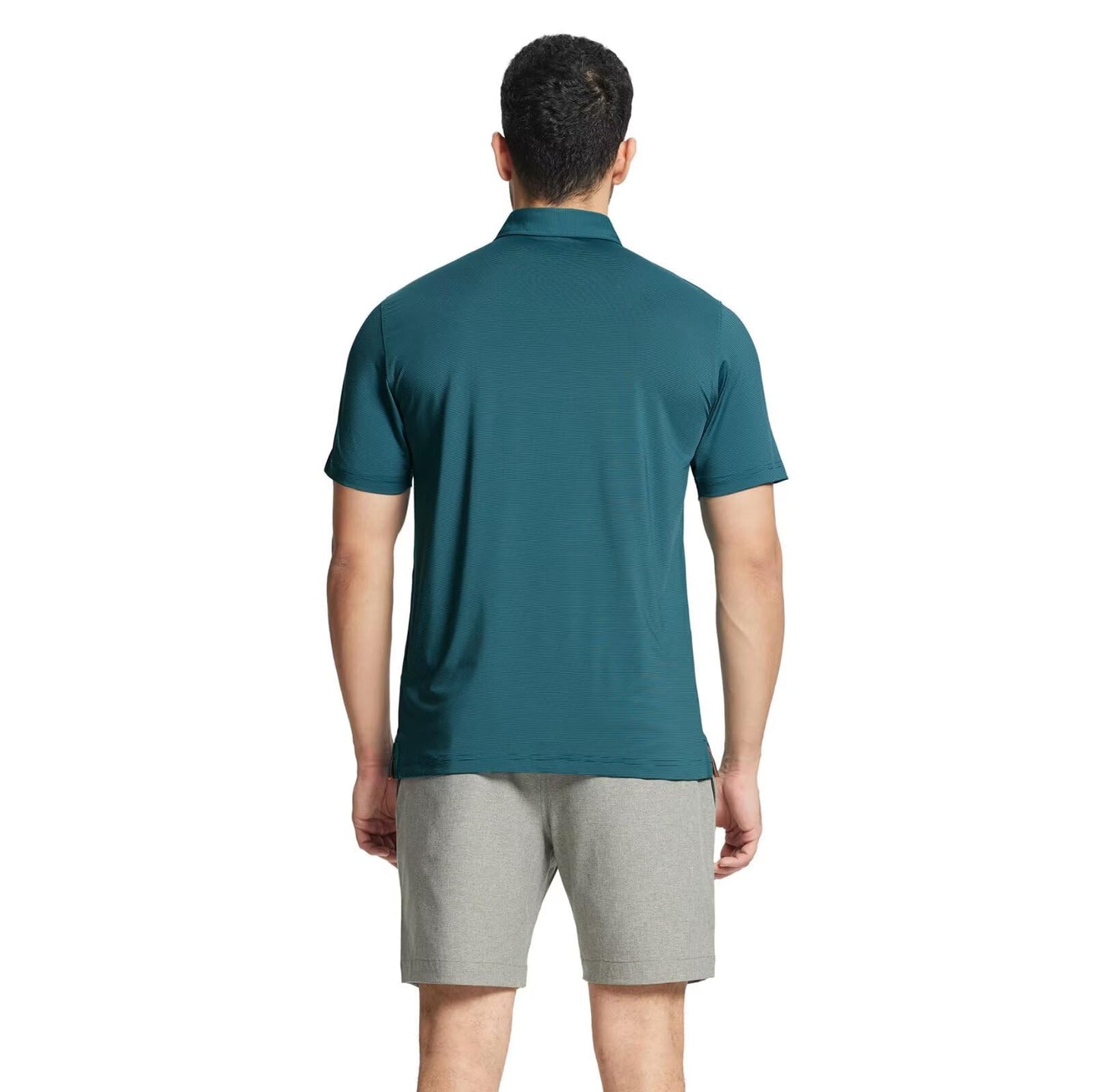 MAELREG Men’s Polo Shirts Short Sleeve Quick Dry Performance Lightweight Pinstriped Collared Polo Shirt for Men