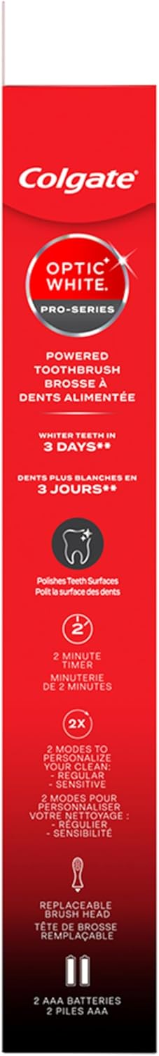 Colgate 360 Optic White Battery Powered Sonic Toothbrush, Soft, 1 Pack