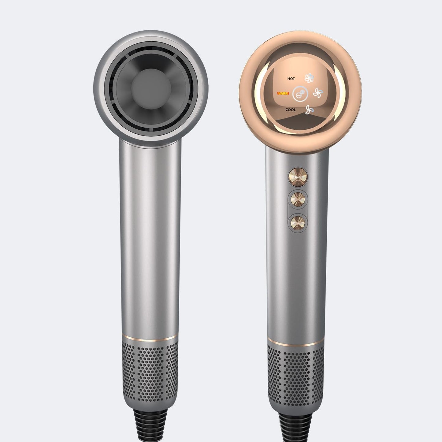 Powerful Hair Dryer, Lightweight & Small & Low Noise Ionic Blow Dryer, High Speed for Fast Drying, Compact with Magnetic Nozzle Attachment, Sliver