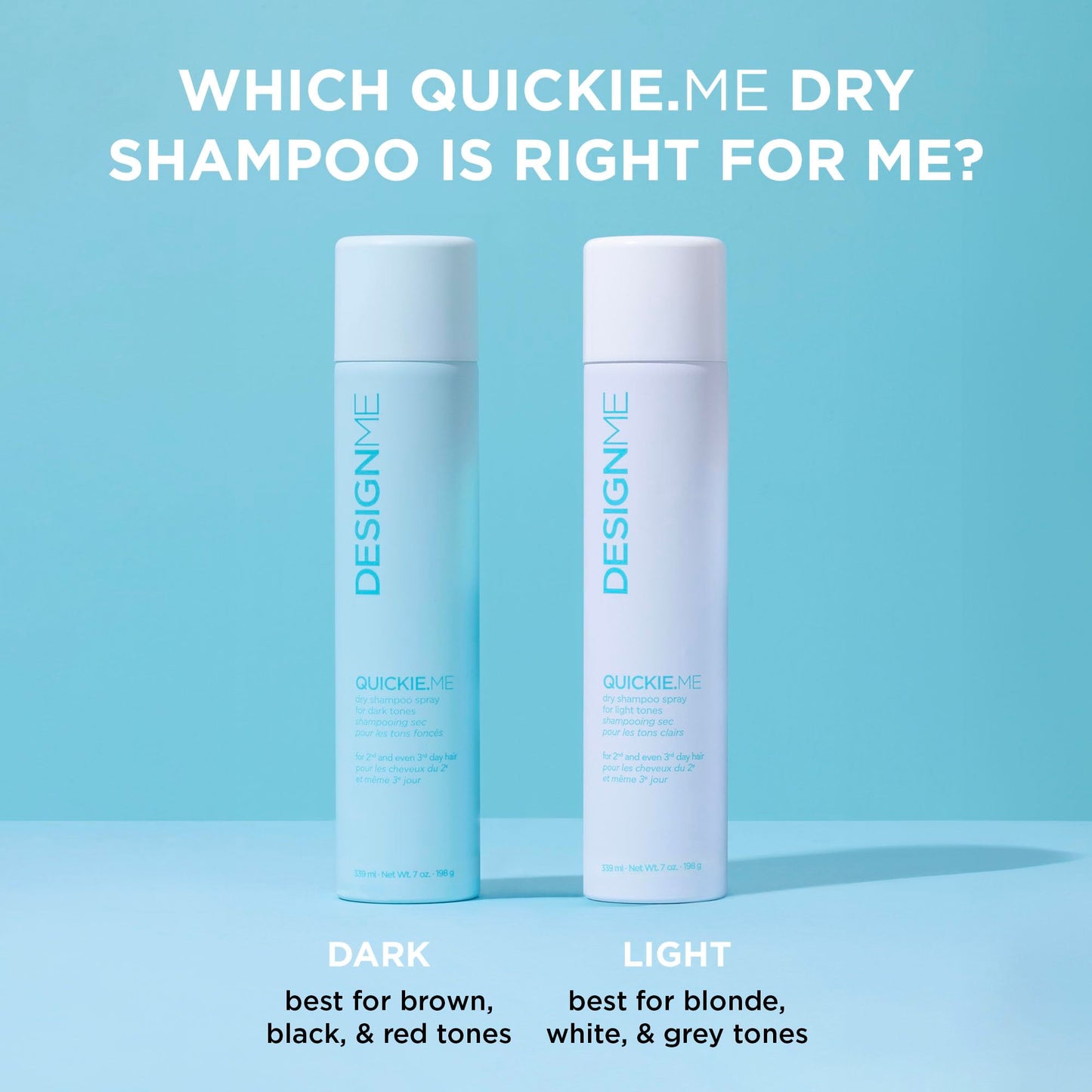 Design.Me QUICKIE.ME Dry Shampoo for Light Tones | Instantly Refreshes, Absorbs Oils | Root-Lifting Formula with Rice Starch | Residue-Free Waterless Spray for Blonde, Platinum, & Grey Hair