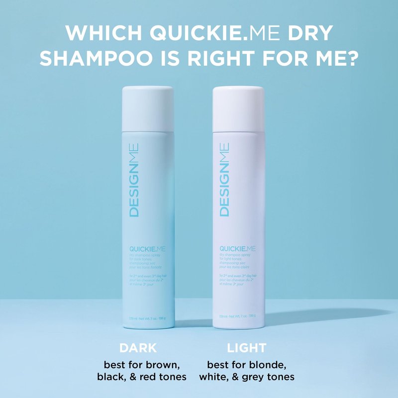Design.Me QUICKIE.ME Dry Shampoo for Light Tones | Instantly Refreshes, Absorbs Oils | Root-Lifting Formula with Rice Starch | Residue-Free Waterless Spray for Blonde, Platinum, & Grey Hair