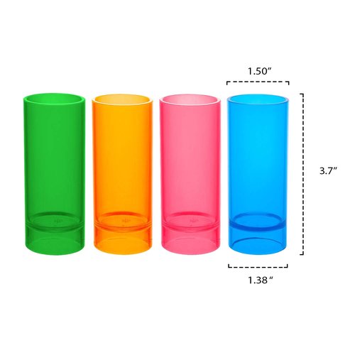 Party Essentials Hard Plastic 2-Ounce Shot/Shooter Glasses, Pack of 10, Assorted Neon