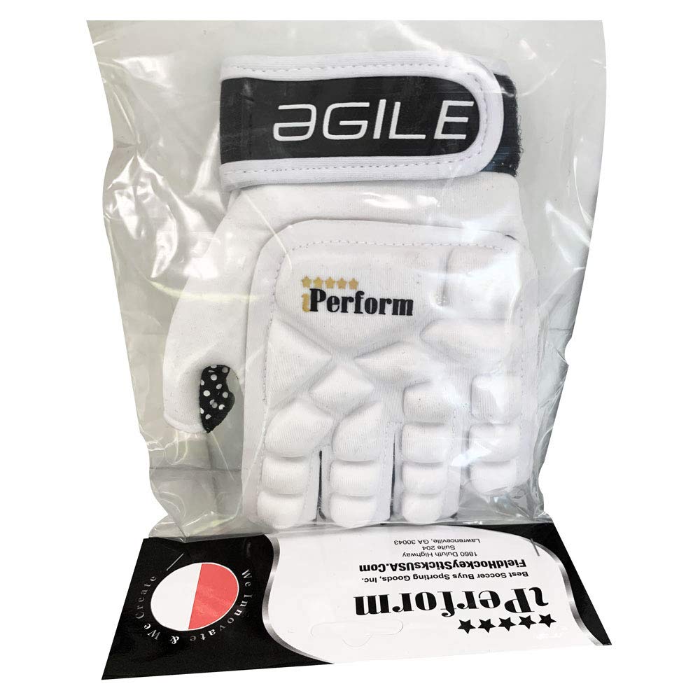 IPERFORM Men's Field Hockey Gloves Agile White Style Half Finger Left Handed (Small, Agile - Half Finger)