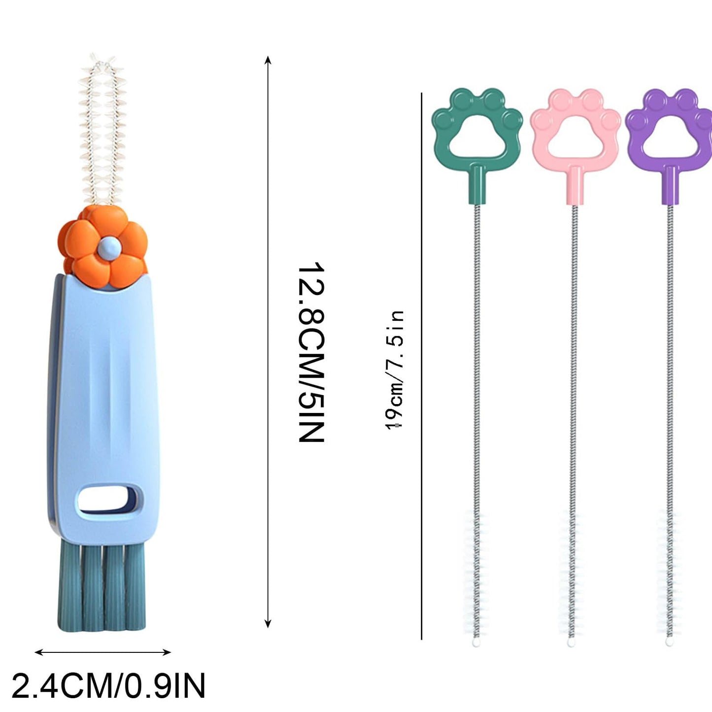 3 in 1 Multifunctional Cup Lid Cleaner - Crevice Cleaning Brush Set for Tight Spaces, Baby Bottles & More - Portable & Upgrade A3