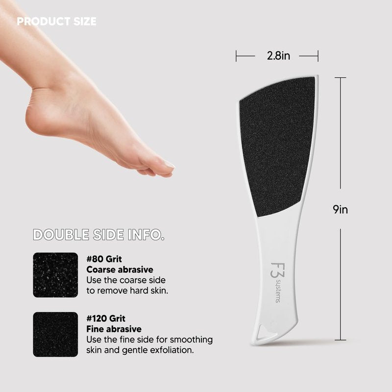 F3 Systems S-Line Emery Foot File & Foot Spray Set, Colossal Double-Sided Pedicure Tool, Effective for Cracked Heel, Ergonomic Design for Easy Grip, Dead Skin Remover, Callus Rasp, Scrubber