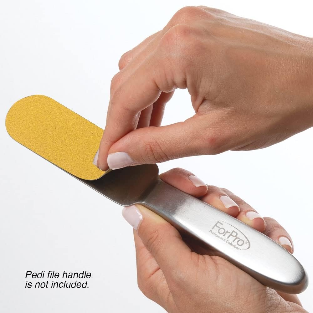ForPro Professional Collection Stainless Steel Pedi File Refill, 180 Grit, White, EZ-Strip Peel Pedicure Refill Pads, 1.25” W x 4” L, 50-Count