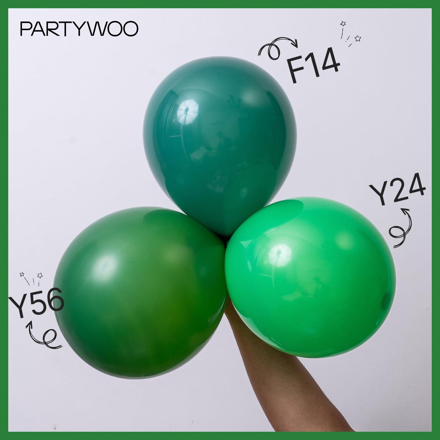 PartyWoo Black Gold and Green Balloons, 60 Pcs 12 Inch Green Black and Gold Green Gold Balloons for Party Decorations, Green Birthday Decorations