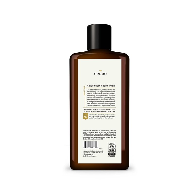 Cremo Body Wash for Men, Rich-Lathering Bourbon & Oak,16 Fl Oz