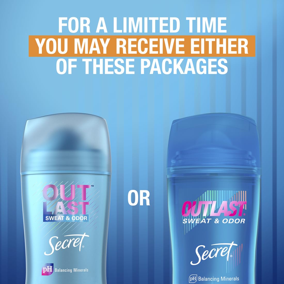 Secret Outlast Antiperspirant Deodorant for Women, 72hr Sweat & Odor Protection, PH Balancing Minerals, Clear Gel, Unscented, 2.6 oz