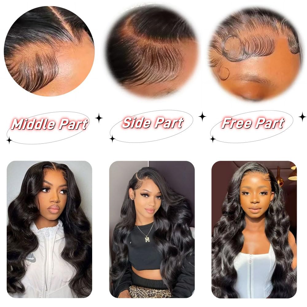 Anvnkl 2x6 HD Lace Closure Body Wave Human Hair Real HD Transparent 18 Inch 100% Brazilian Virgin Middle Part Pre Plucked with Baby Hair Natural Color Kim K 2x6 Closure