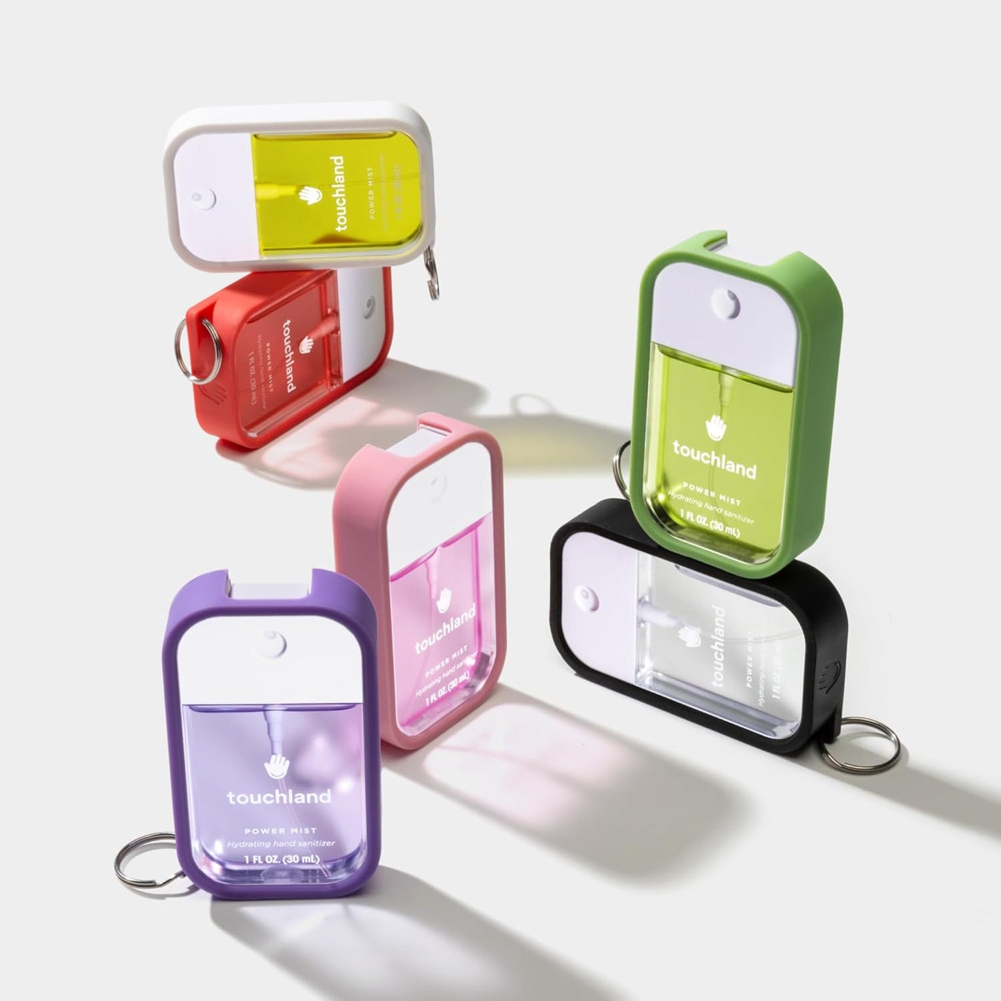 Touchland Hand Sanitizer Mist Case 1FL. OZ., Protective and Stylish Hand Sanitizer Spray Accessory, Silicone Case with Keyring, Icy White