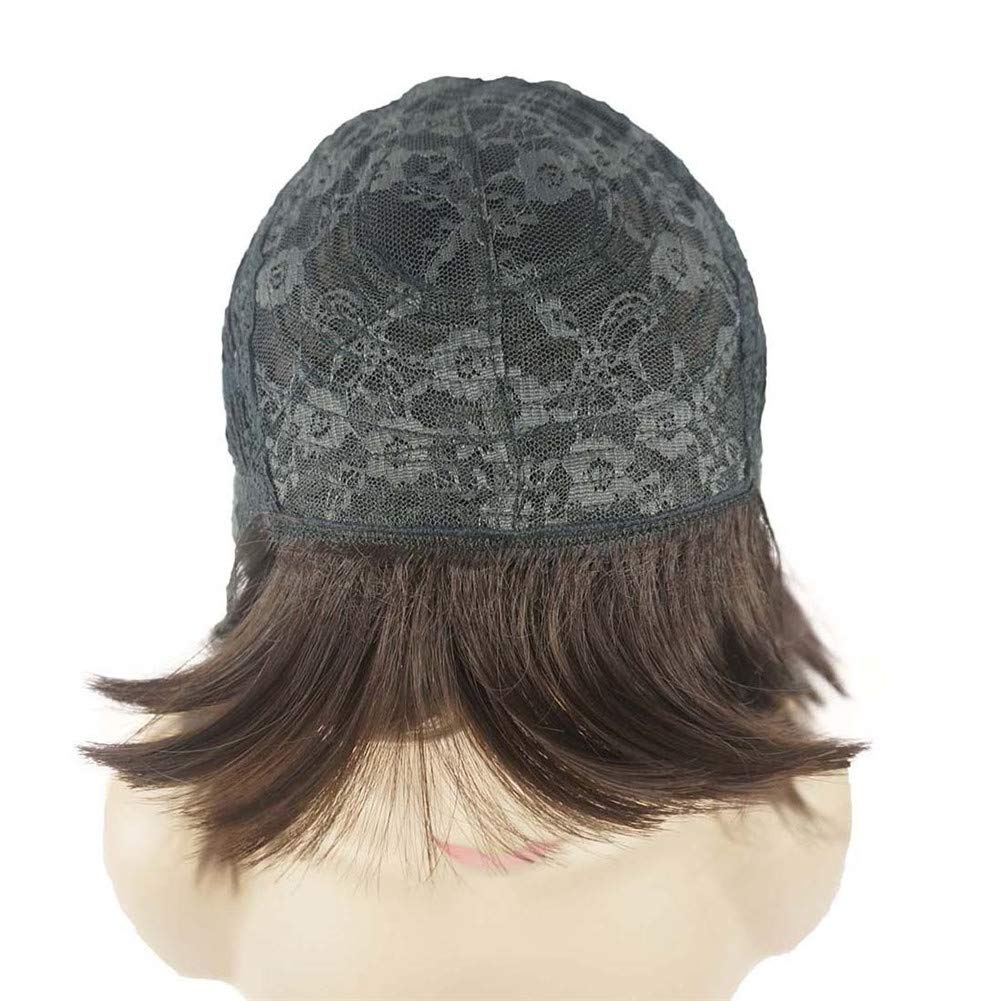 Short Straight Bob Wig with Cute Flat Bangs | Synthetic Women’s Hairpiece - 6 Chestnut Brown