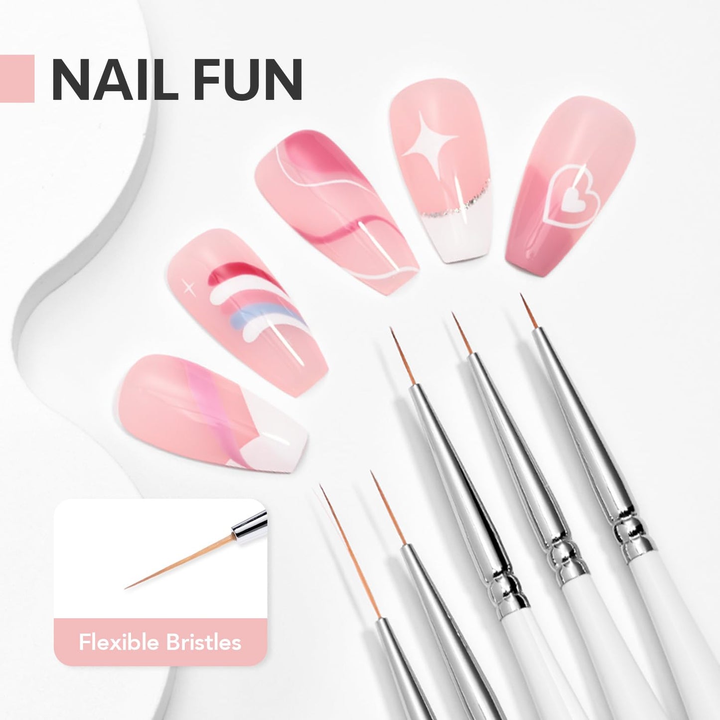GAOY 8 Pcs Nail Brushes for Nail Art, Nail Design Tools for Nail Detail Painting, French Liner and Dotting Pens for Nail DIY