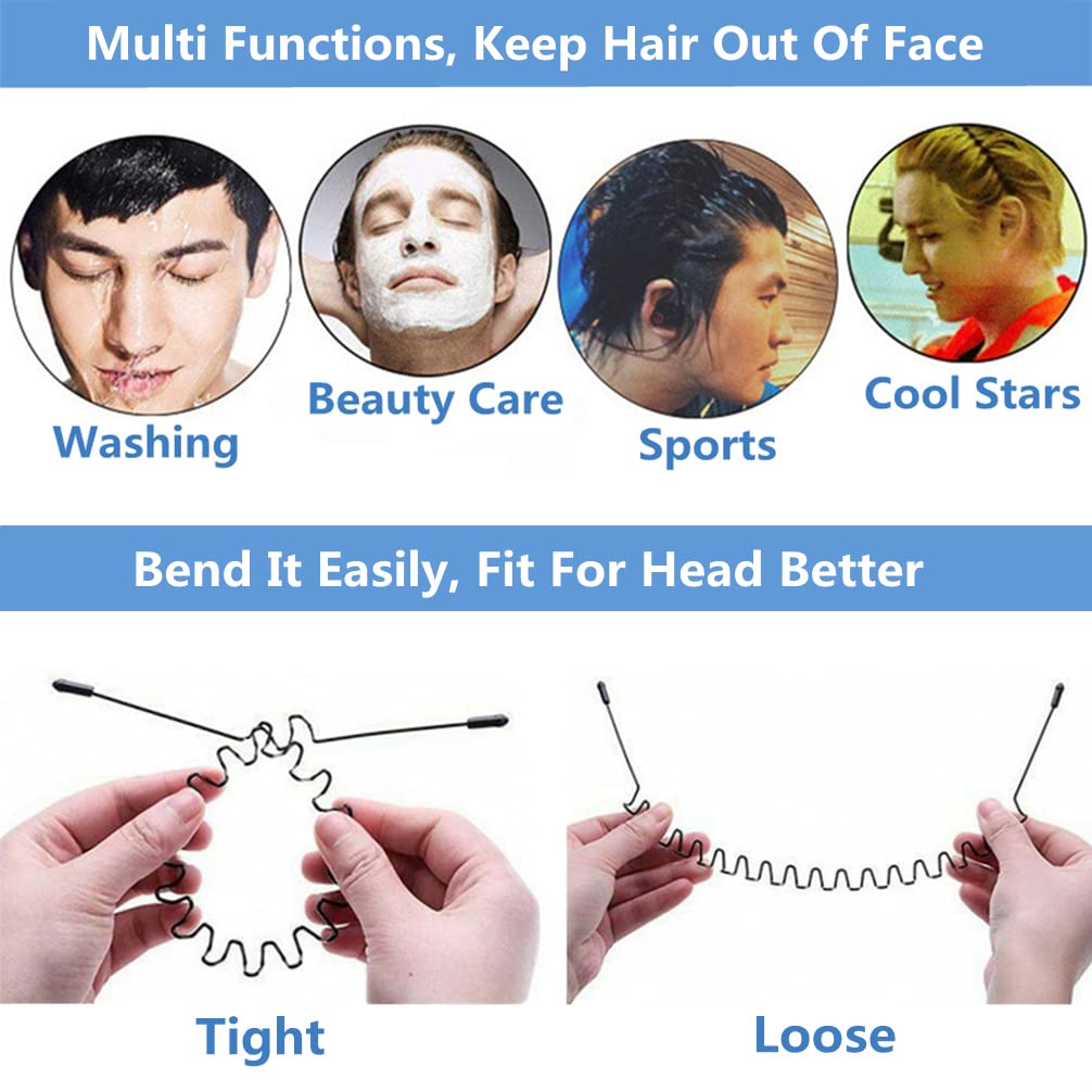 Metal Hair Band, Black, Unisex Fashion Headbands Sports Hairband Head Band Hair Hoop for Women With Non Slip Wavy Teeth