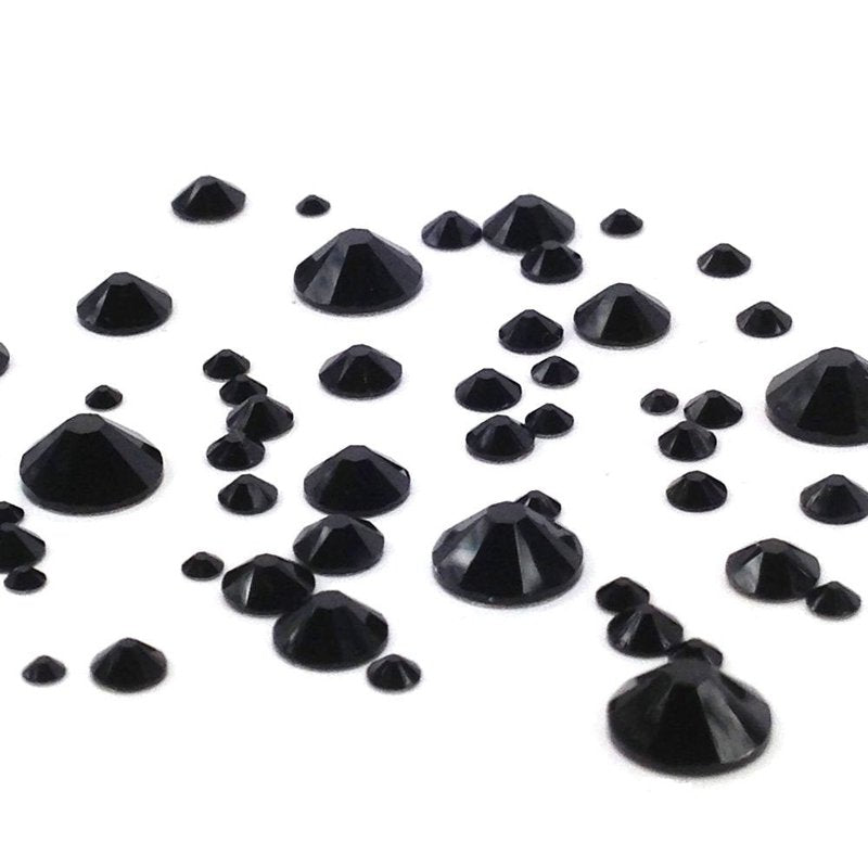 JET (280) black 144 pcs Swarovski 2058/2088 Crystal Flatbacks black rhinestones nail art mixed with Sizes ss5, ss7, ss9, ss12, ss16, ss20, ss30