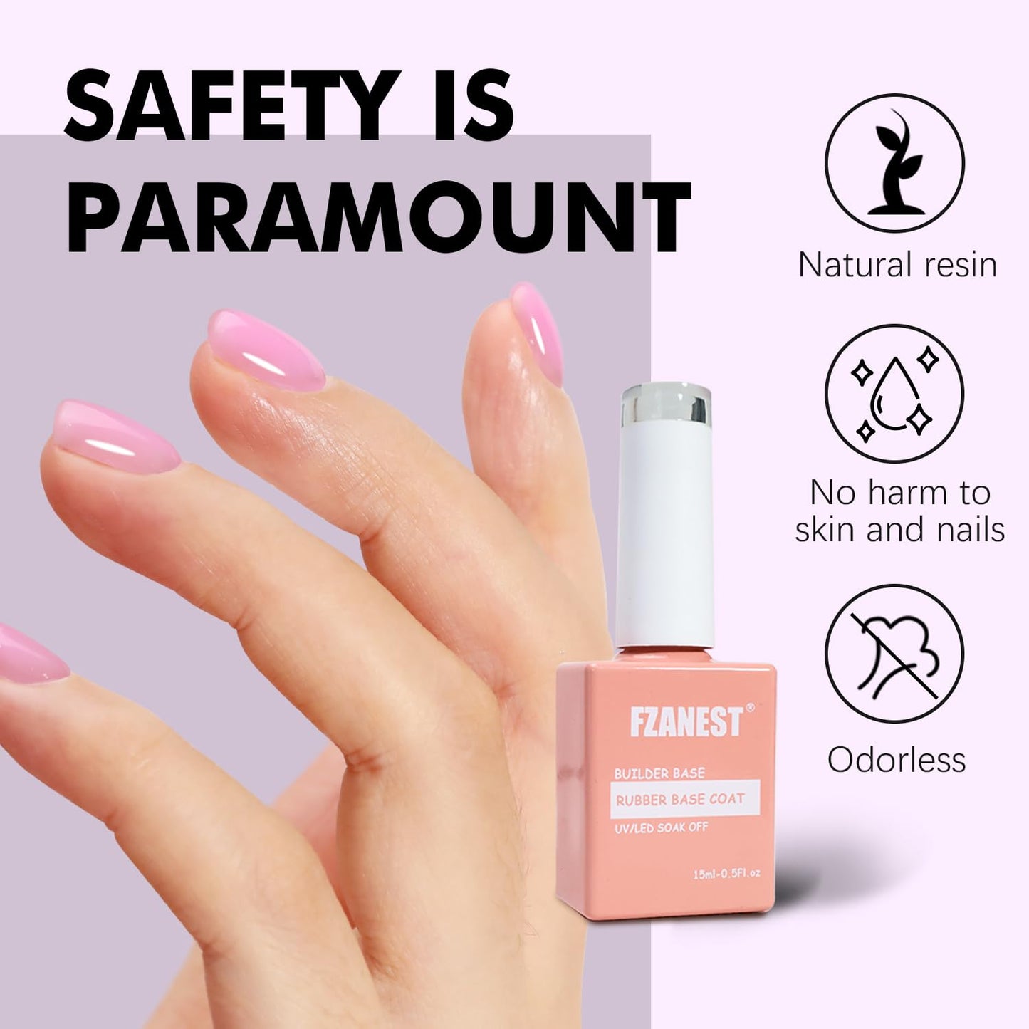 FZANEST Builder Gel Milky White Gel Polish Rubber Base For Nail Strengthener Extension LED Lamp Cured Color Base Nail Polish in Bottle
