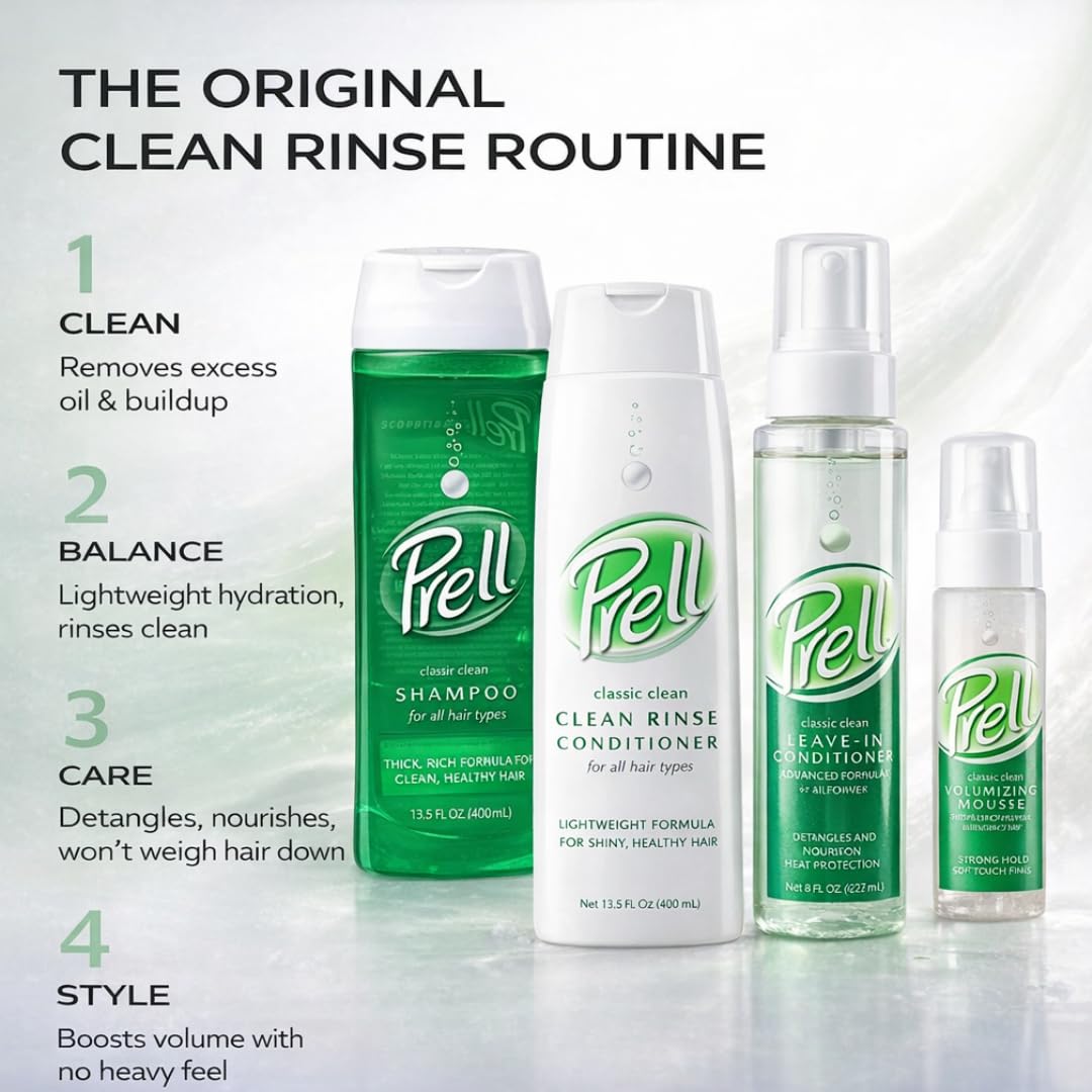 Prell Original Green Shampoo – Classic Clean Deep Cleansing Shampoo for Men & Women | 13.5 oz | 4 Pack