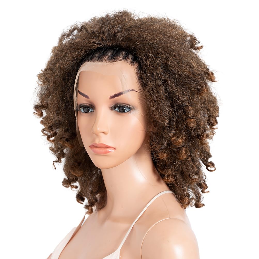 3-in-1 Magic Drawstring Half Wig - 14" Short Afro-Textured Synthetic Hair | Dark Brown, No Glue, No Sew, Ponytail & Bun Styler