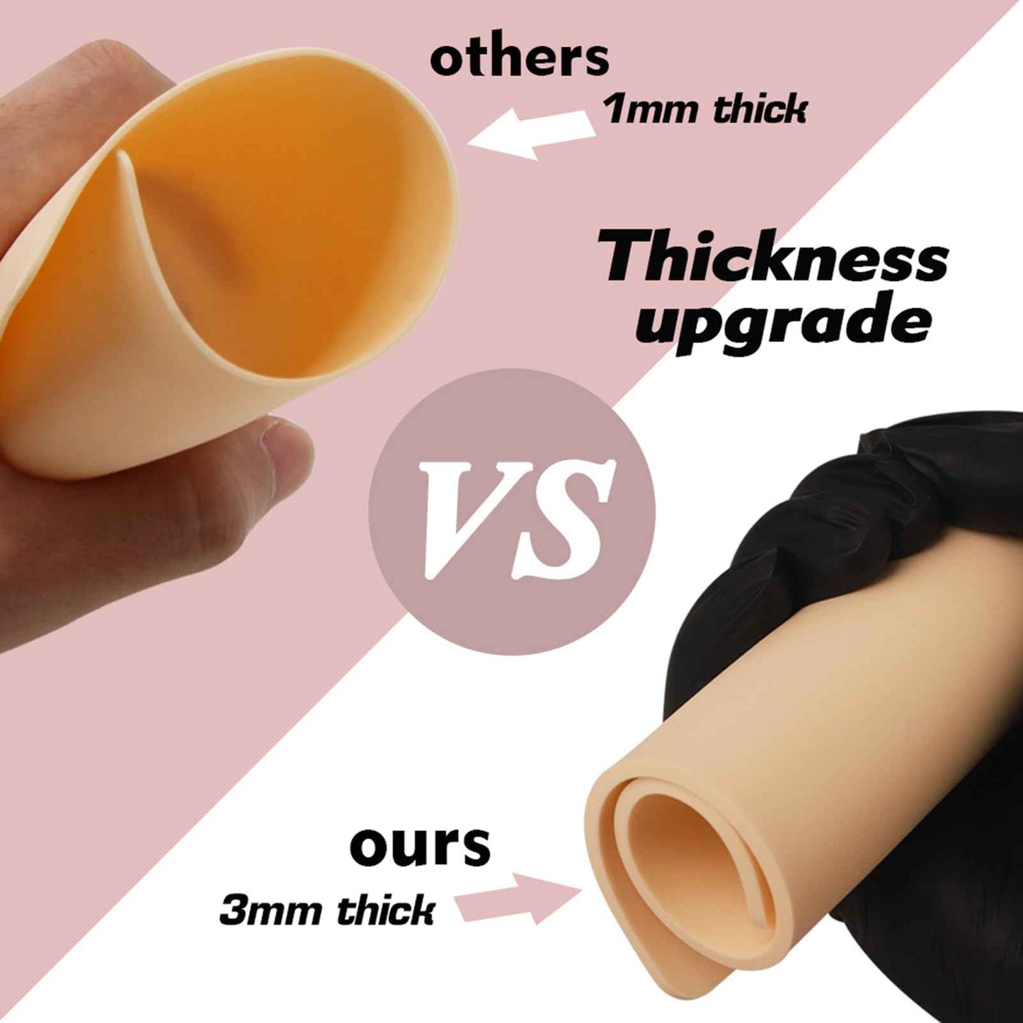 Rayyl 3MM Tattoo Fake Skin - 10Pcs Practice Fake Skin 3MM Thick Soft Silicone Double Sides 7.48x5.62" Eyebrow Practice for Tattoo Beginner & Experienced Artist (10pcs)