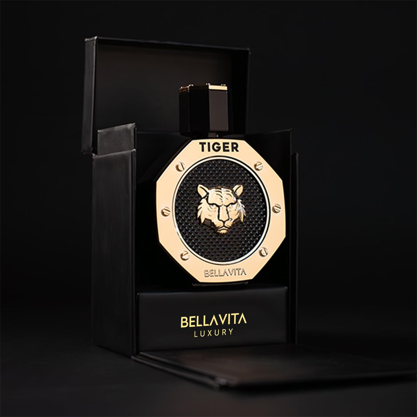 BellaVita Luxury TIGER Perfume for Men (3.38 Fl.oz) | Amber OUD, Patchouli, Bergamot, Lavender & Agarwood | Premium Lasting Men's Fragrances | Eau de Parfum gift for Men | Woody & Smooth Mens Purfume