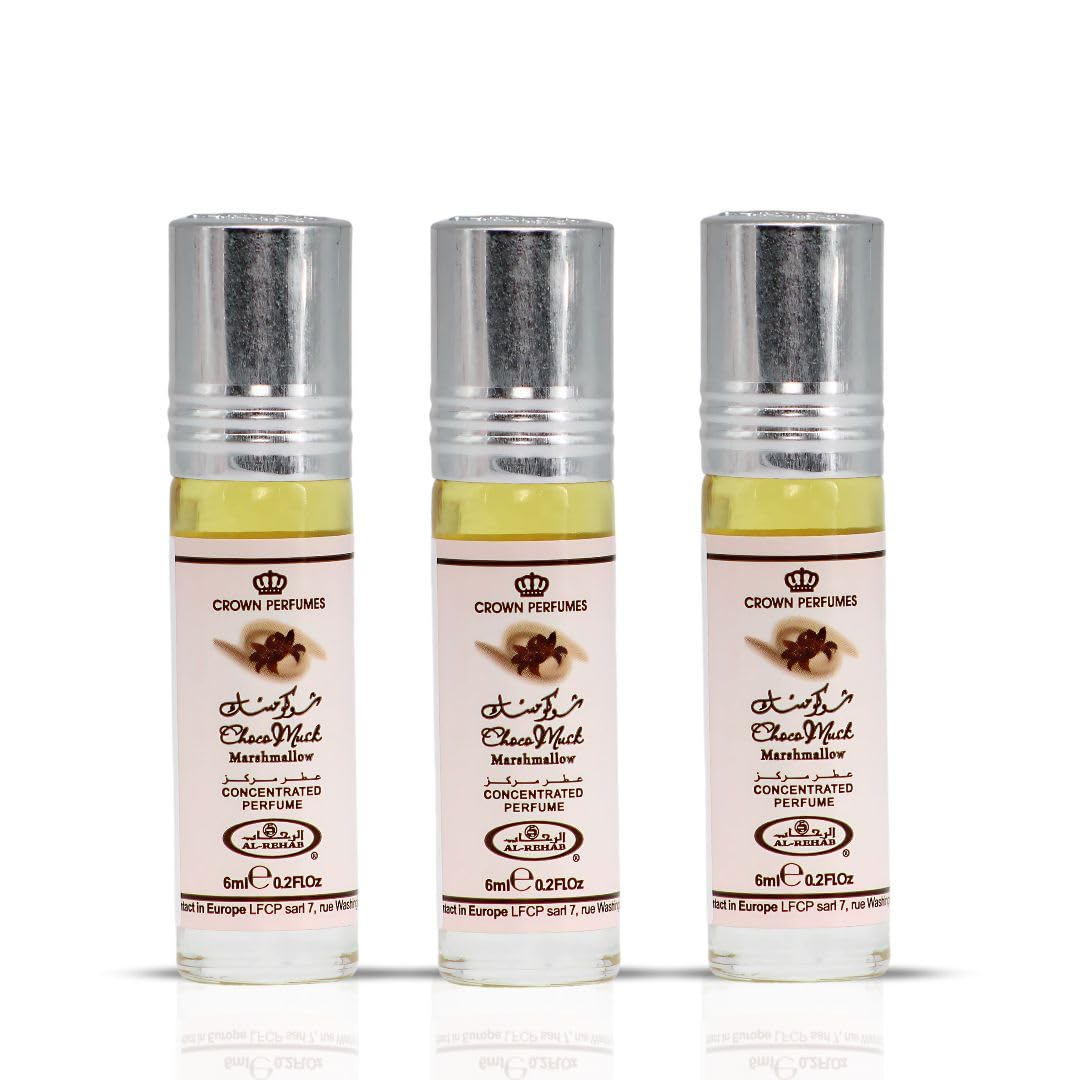 Al-Rehab Choco Musk Marshmallow Perfume Oil Roll-On - 6ml (0.2 oz) | Gourmand Fragrance with Strawberry, Marshmallow & Cocoa | Sweet, Fluffy & Addictive | Arabian Dessert Scent for Women