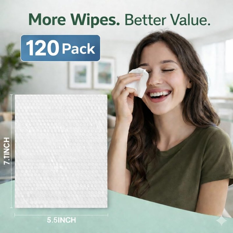 Tea Tree Eyelid Wipes - Gentle Eyelid Cleanser for Blepharitis & Dry Eye | 120 Individually Wrapped Wipes with Aloe Vera & Hyaluronic Acid
