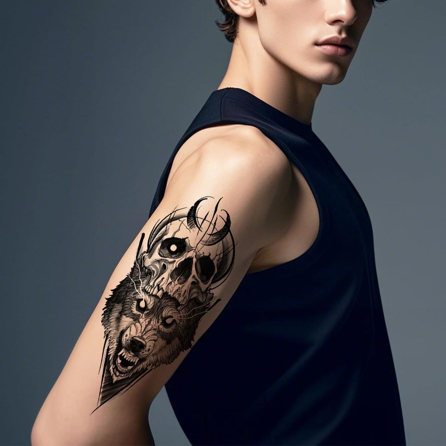 Realistic 3D Animal Temporary Tattoos Set - 40 Sheets for Men & Women, Includes Tigers, Wolves, Lions & Skull Designs
