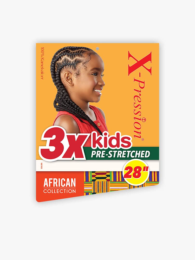 Sensationnel Braiding African Collection 3X X-PRESSION KIDS PRE-STRETCHED BRAID 28'' (5-PACK, 1B)