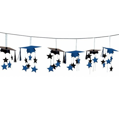 Amscan 224501.1 Bright Royal Blue School Colors 3-D Foil Garland Set | Party Favor | 1 set