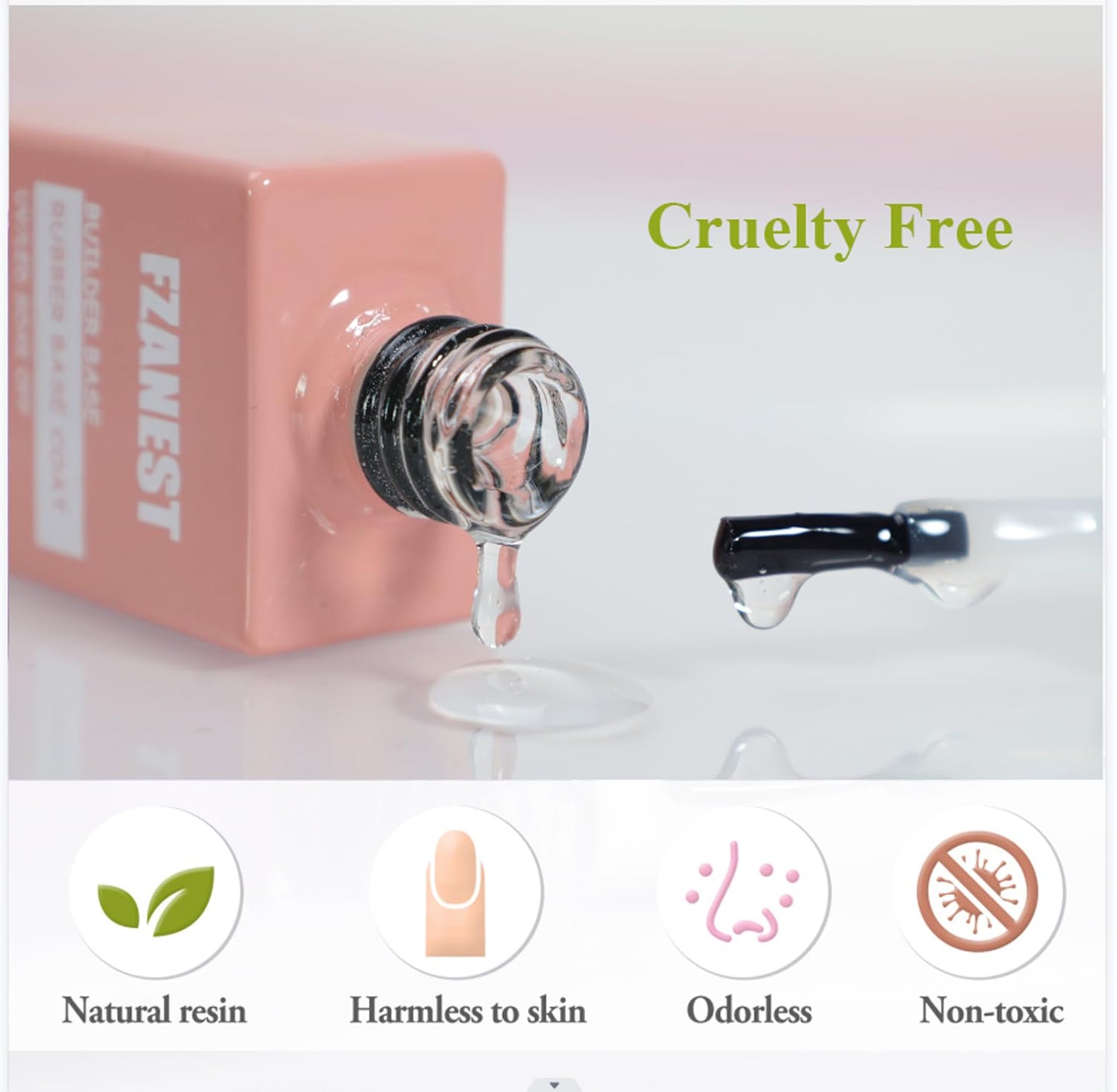 FZANEST Builder Gel Milky White Gel Polish Rubber Base For Nail Strengthener Extension LED Lamp Cured Color Base Nail Polish in Bottle