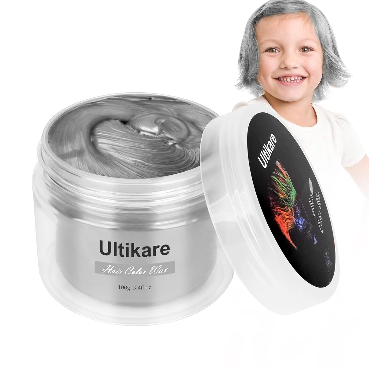 Temporary Hair Color for Kids, Ultikare Orange Hair Dye Washable Natural Hair Wax Color Chalk Mud Cream DIY Hairstyle Clay For Dark Hair Halloween, Cosplay, Party, Christmas Gift Girls 3.4 Fl Oz