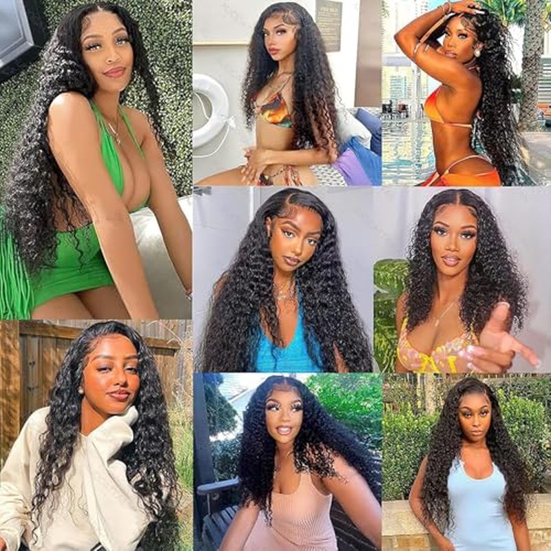 SODLIS 5x5 HD Lace Closure Wigs Wear And Go Glueless Wigs Pre Plucked With Baby Hair Ready to Go Deep Wave Lace Front Wigs for Women (Black, 26 Inch, Curly)