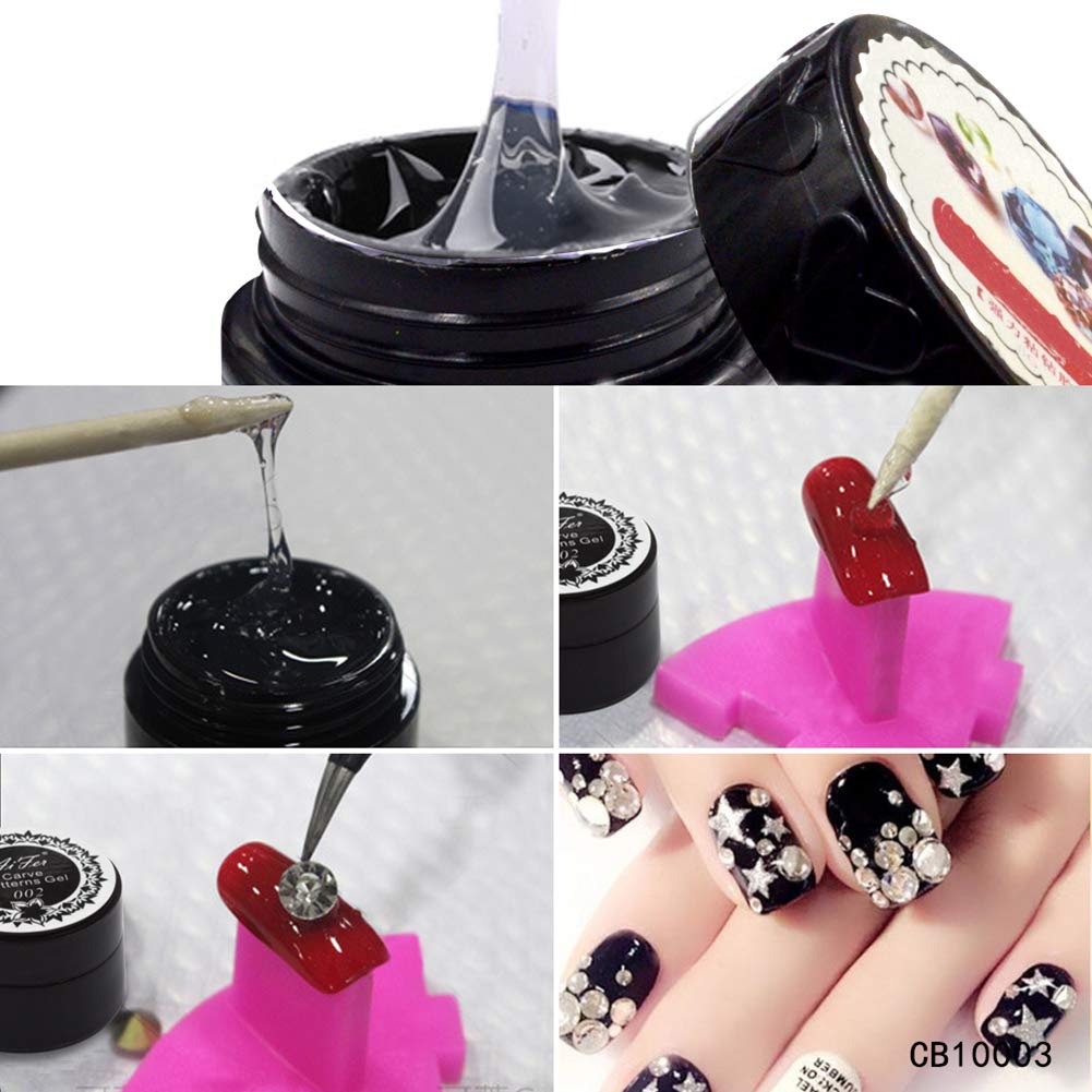 Nail Art Adhesive Rhinestones Builder Glue - Super Sticky UV Gel for Shiny Gems | Mini Diamond Decoration with Tray