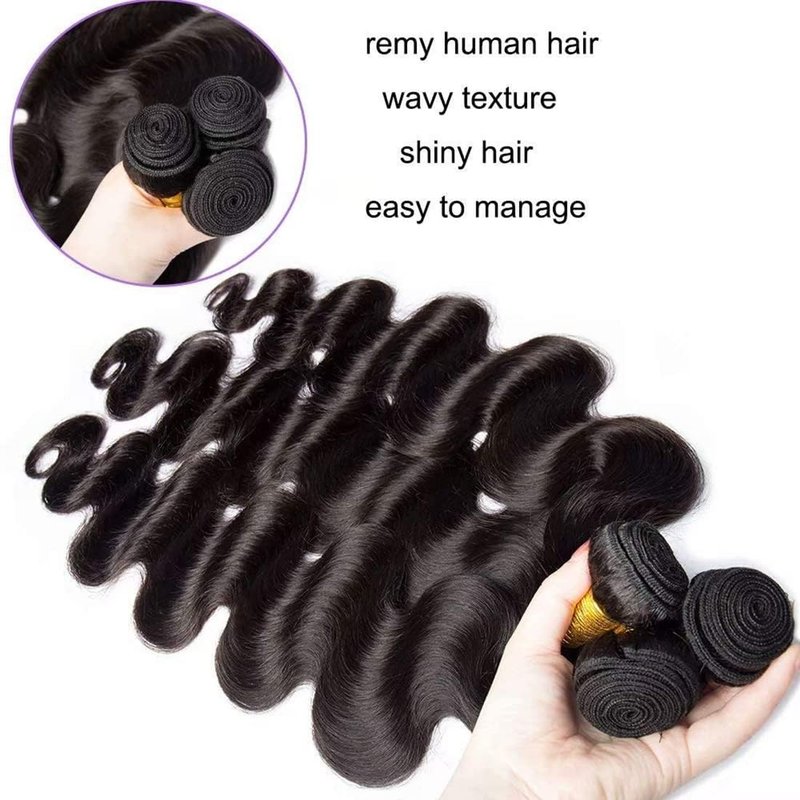 Xddnamei Augfst Virgin Weave Human Hair Bundles 300g 12 14 16 Inch Body Wave Bundles Human Hair Natural Color Inch 12A Unprocessed Sewn In Quick Weave Hair Bundles for Black Women