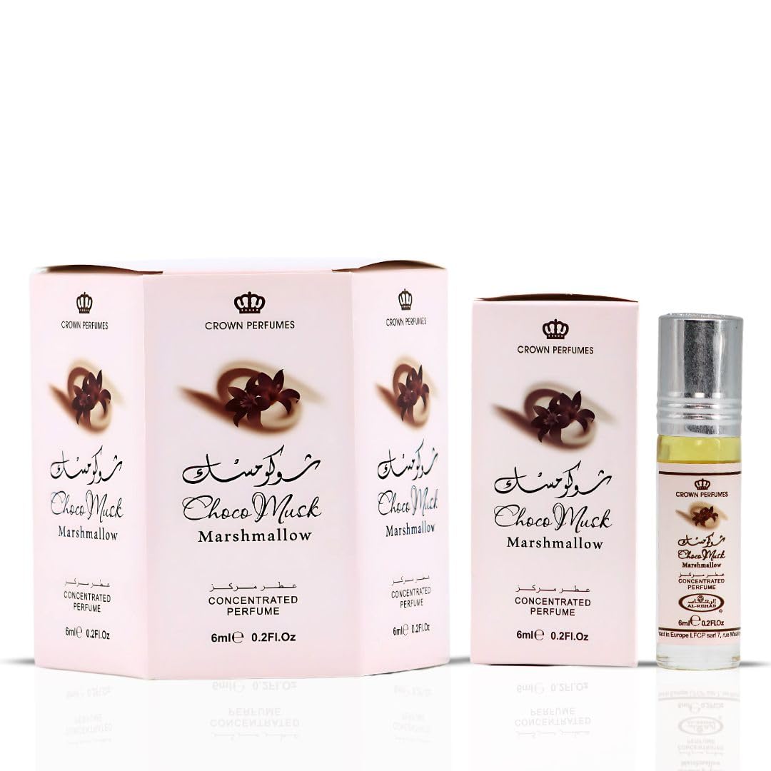 Al-Rehab Choco Musk Marshmallow Perfume Oil Roll-On - 6ml (0.2 oz) | Gourmand Fragrance with Strawberry, Marshmallow & Cocoa | Sweet, Fluffy & Addictive | Arabian Dessert Scent for Women