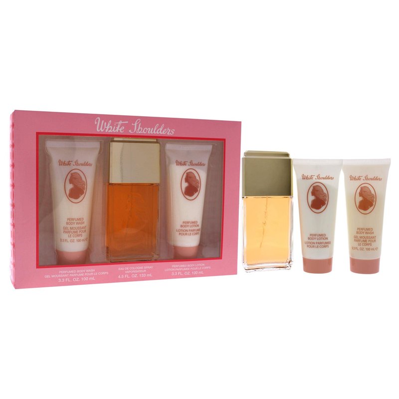Evyan White Shoulders Women 4.5oz EDC Spray, 3.3oz Perfumed Body Lotion, 3.3oz Perfumed Body Wash 3 Pc Gift Set