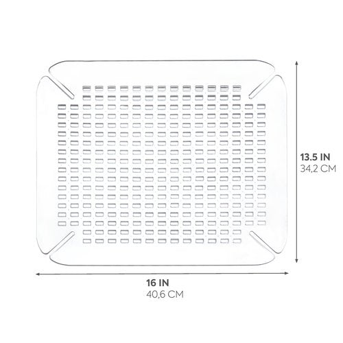 iDesign Contour Plastic Sink Grid, Non-Skid Dish Protector for Kitchen, Bathroom, Basement, Garage, 17.35" x 13.9" x 0.35" - Clear