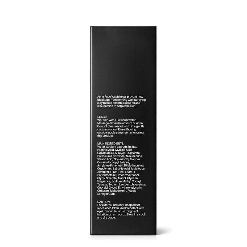 Clarifying Acne Control Face Cleanser - Salicylic Acid & Niacinamide for Oily Skin | Unclogs Pores, Fights Breakouts