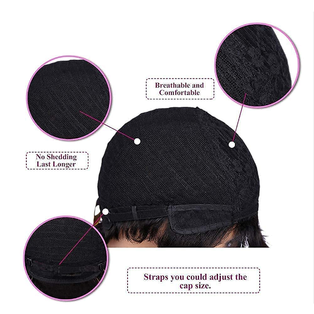 Rofa Beauty Pixie Cut Wig Human Hair Short Curly Pixie Wigs for Black Women Glueless Layered Brazilian Virgin Human Hair Wigs For Women Daily Use Black 1B Color
