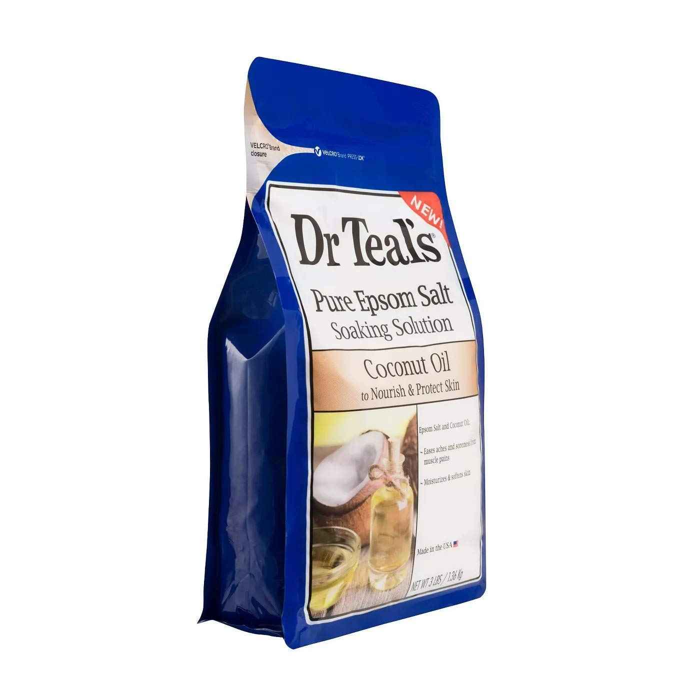 Dr Teals Coconut Oil Soaking Solution Gift Set (2 Pack, 3 lb. ea.) - Essential Oils Nourish & Protect Dry, Damaged Skin - Relieve Stress & Revitalize Tired, Achy Muscles at Home